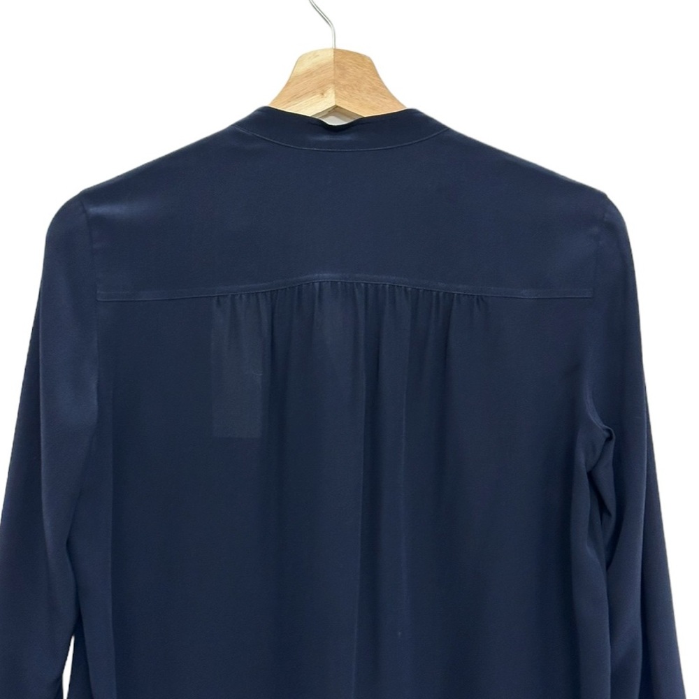 NWT Vince Navy Blue Washed-Silk Utility Blouse Size XS - Picture 9 of 15